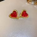 Vintage Metal Wrinkled Heart Stud Earrings For Women, Statement Retro Silver Needle Jewelry view 3