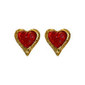 Vintage Metal Wrinkled Heart Stud Earrings For Women, Statement Retro Silver Needle Jewelry view 5