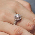 Sparkling Zircon Flower Ring For Women, Micro Pave Sweet Floral Fashion Finger Jewelry view 2