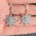 Vintage Rhinestone Floral Earrings Luxury Sparkling Sunflower Drop Earrings For Women view 2