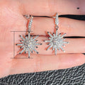 Vintage Rhinestone Floral Earrings Luxury Sparkling Sunflower Drop Earrings For Women view 5