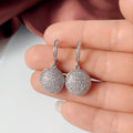 Luxury Full Pave High Quality Zircon Hollow Geometric Round Drop Earrings For Commuter Wear view 4