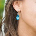 Vintage Long Blue Green Zircon Drop Earrings Water Drop Dangle Jewelry Direct Supply view 3