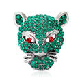 Handmade Alloy Rhinestone Leopard Head Brooch Pin For Fashion Accessories view 2