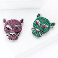 Handmade Alloy Rhinestone Leopard Head Brooch Pin For Fashion Accessories view 3