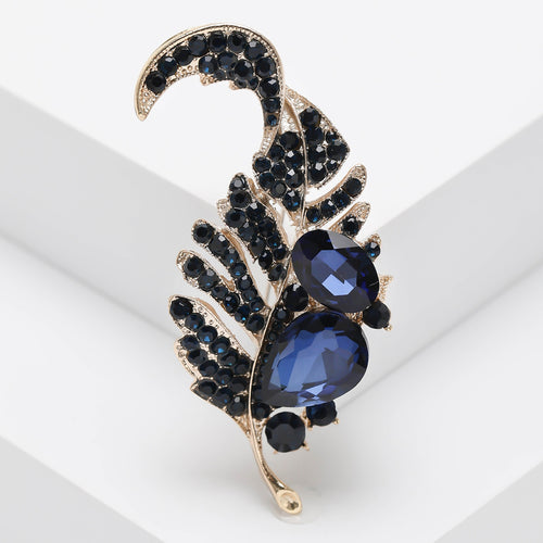 Alloy Rhinestone Leaf Brooch Pin For Blazer And Cardigan Decoration