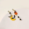 Halloween Enamel Alloy Rhinestone Bat Moon Pumpkin Ghost Witch Hat Asymmetric Drop Earrings view 4