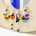 Halloween Enamel Alloy Rhinestone Bat Moon Pumpkin Ghost Witch Hat Asymmetric Drop Earrings view 1