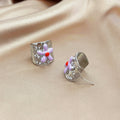 Vintage Sweet Irregular Geometric Wrinkled Alloy Enamel Daisy Flower Stud Women Fashion Earrings view 4