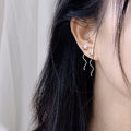Five Petal Plumeria Flower Short Drop Earrings Plain Wavy Ear Thread Fresh Women Jewelry view 2