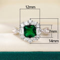 Luxury Women's Emerald Green Princess Cut Cubic Zirconia Wedding Ring, Fashion Engagement Jewelry view 5
