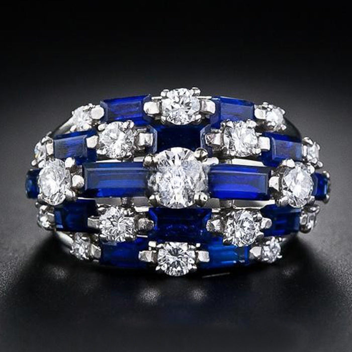 Creative Colorful Gemstone Series Full Pave Zircon Ring European Style Fashion Jewelry