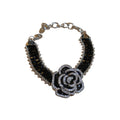 Korean Black Rhinestone Camellia Flower Metal Bangle For Women, Fashion OL Crystal Jewelry view 5