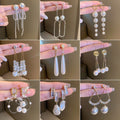 Pearl Rhinestone Geometric Tassel Long Drop Earrings With Silver Needle French OL Style view 1