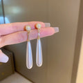 Pearl Rhinestone Geometric Tassel Long Drop Earrings With Silver Needle French OL Style view 3