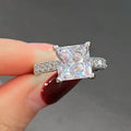 Square Zircon Engagement Ring For Women Versatile Imitation Platinum Plated Wedding Jewelry view 2