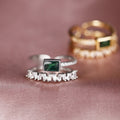 Minimalist Peacock Green Zircon Double Layer Open Ring For Women Adjustable Index Finger Jewelry view 4