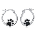 Black Enamel Cute Animal Paw Stud Earrings, Sweet Heart Dog Footprint Cat Paw Ear Jewelry view 2