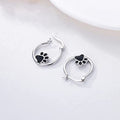 Black Enamel Cute Animal Paw Stud Earrings, Sweet Heart Dog Footprint Cat Paw Ear Jewelry view 4