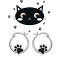 Black Enamel Cute Animal Paw Stud Earrings, Sweet Heart Dog Footprint Cat Paw Ear Jewelry view 1