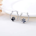 Black Enamel Cute Animal Paw Stud Earrings, Sweet Heart Dog Footprint Cat Paw Ear Jewelry view 3