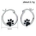 Black Enamel Cute Animal Paw Stud Earrings, Sweet Heart Dog Footprint Cat Paw Ear Jewelry view 5