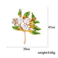 Alloy Enamel Rhinestone Pearl Leaf Brooch Pin For Suit Accessories view 5
