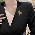 Alloy Enamel Rhinestone Pearl Leaf Brooch Pin For Suit Accessories view 2