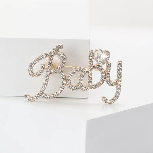 Alloy Rhinestone Baby Letter Brooch For Womens Fashion Clothing