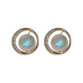 Gold Plated Metal Hoop Earrings With Silver Pins, Zircon Circle And Mermaid Pearl French OL Style view 5
