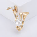 Alloy Pearl Saxophone Brooch For Music Fashion Clothing Accessories view 2