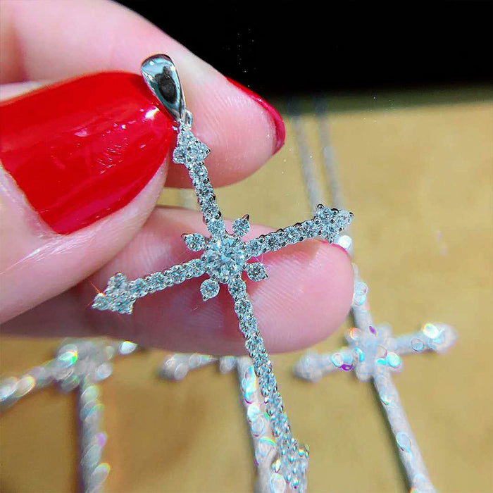 Korean Style Cross Pendant Necklace 2022 Trendy Geometric Collarbone Chain Street Jewelry