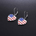 DIY National Flag Heart Dangle Earrings Blue Red White Enamel Drop Earrings For Women view 3