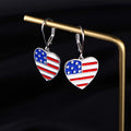 DIY National Flag Heart Dangle Earrings Blue Red White Enamel Drop Earrings For Women view 2