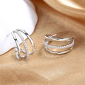 Fashion C-Shaped Hoop Stud Earrings For Women, Multi Layer Three Line Statement Ear Jewelry view 2