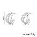 Fashion C-Shaped Hoop Stud Earrings For Women, Multi Layer Three Line Statement Ear Jewelry view 5