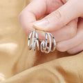 Fashion C-Shaped Hoop Stud Earrings For Women, Multi Layer Three Line Statement Ear Jewelry view 4