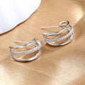 Fashion C-Shaped Hoop Stud Earrings For Women, Multi Layer Three Line Statement Ear Jewelry view 3