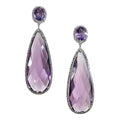 Purple Water Drop Pear Shape Colored Rhinestone Pendant Earrings, Luxury Dress Jewelry view 1