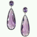Purple Water Drop Pear Shape Colored Rhinestone Pendant Earrings, Luxury Dress Jewelry view 2