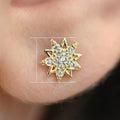 Korean Style Irregular Five Point Star Rhinestone Stud Earrings For Women Vintage Court Jewelry view 5