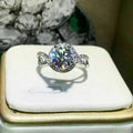 Classic Six Prong Zircon Ring With Micro Pave Double Row Twisted Shank, Women's Wedding Ring view 1