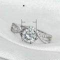 Classic Six Prong Zircon Ring With Micro Pave Double Row Twisted Shank, Women's Wedding Ring view 5