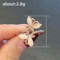 Summer Versatile Faux Cat Eye Stone Flower Ring, Light Luxury Fashion Niche Index Finger Jewelry view 5