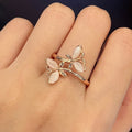 Summer Versatile Faux Cat Eye Stone Flower Ring, Light Luxury Fashion Niche Index Finger Jewelry view 4
