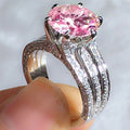 Luxury Full Stone Wedding Ring With Eight Hearts Eight Arrows Zircon, Romantic Bridal Jewelry view 2