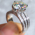 Luxury Full Stone Wedding Ring With Eight Hearts Eight Arrows Zircon, Romantic Bridal Jewelry view 1