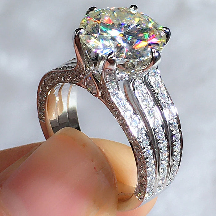 Luxury Full Stone Wedding Ring With Eight Hearts Eight Arrows Zircon, Romantic Bridal Jewelry