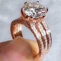 Luxury Full Stone Wedding Ring With Eight Hearts Eight Arrows Zircon, Romantic Bridal Jewelry view 6