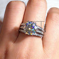 Luxury Full Stone Wedding Ring With Eight Hearts Eight Arrows Zircon, Romantic Bridal Jewelry view 4